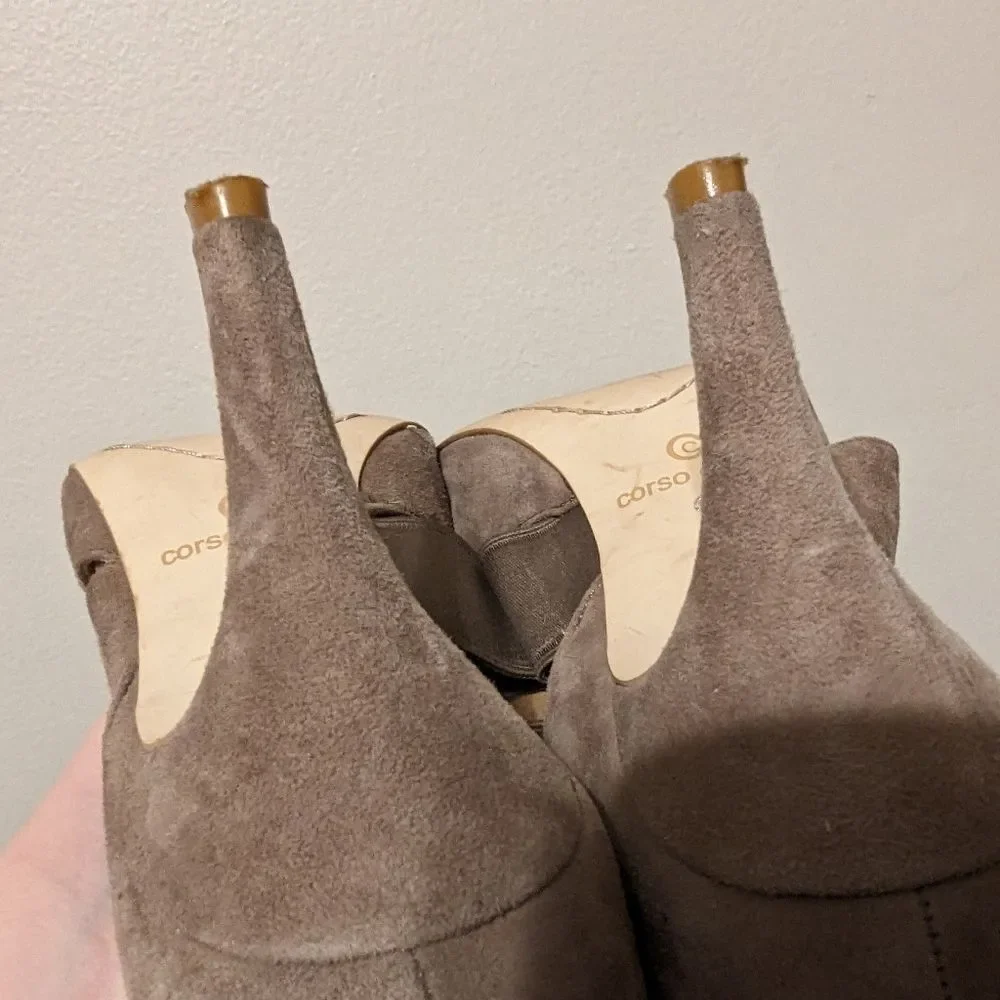 Corso Como Collette Suede Taupe Tan Dress Pumps Heels sz 7.5